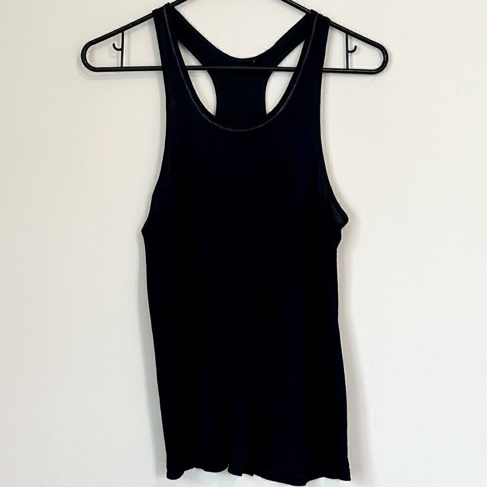 Alexander Wang Black Classic Ribbed Racerback with Chain Neckline - XS
